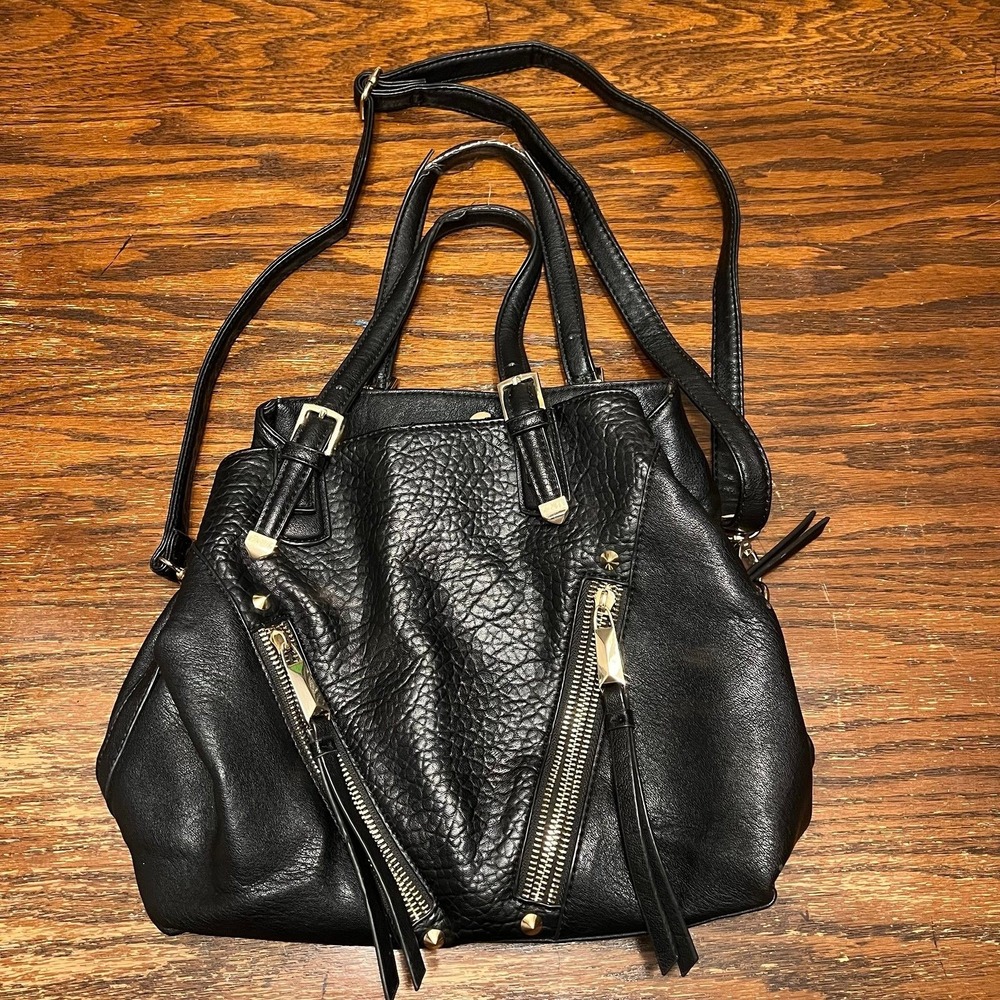Jessica Simpson Black Pebbled Leather Tote Bag (x-112)